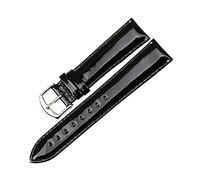 Juwaacoo Accessoires de montre Bracelet de montre en cuir Bracelet de montre en cuir verni 12mm - 20mm Bracelets de montre pour femme, Noir, 16mm