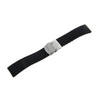 Juwaacoo Bande/Bracelet/Chaine de Montre en Caoutchouc de Silicone Etanche a Boucle Deployante 22mm - Noir