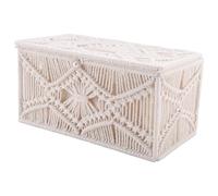 Juwaacoo Boîte à mouchoirs rectangulaire en papier avec boucle à perles en macramé - Décoration d'intérieur
