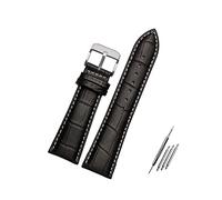 Juwaacoo Bracelet de montre 28mm en cuir noir, Résistant à la transpiration et à l'eau, Décontracté, Classique, Boucle, Unisex