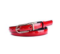 Juwaacoo Ceinture en cuir verni pour femme Ceinture fine de 1,5cm de largeur Ceinture en jean pour femme Accessoires vestimentaires, Rouge