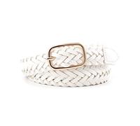 Juwaacoo Ceinture Tressée Dames Boucle Carrée pour Manteau Femme Jeans Ceinture 110cm Ceinture en Cuir Tressé, Blanc