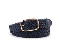 Juwaacoo Ceinture Tressée Dames Boucle Carrée pour Manteau Femme Jeans Ceinture 110cm Ceinture en Cuir Tressé, Bleu marine