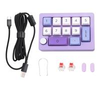 Juwaacoo Commutateur mécanique programmable remplaçable avec 13 touches macro, pavé numérique de RVB 7 couleurs, violet
