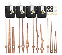 Juwaacoo Lot de 4 pièces de mécanisme d'horloge à quartz avec 4 types de aiguilles d'horloge en bois de noyer Accessoires pour réparation d'horloge