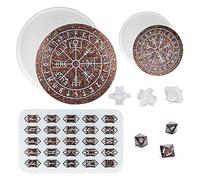 Juwaacoo Moule de de Runes, Moule en RéSine de Runes de Divination, Moule en Silicone de Boussole de Rune, Moule de Plateau de Montagnes Rune, Moule de DéS Runes DND