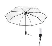 Juwacoo Parapluie de poche automatique transparent - Résistant aux tempêtes - Petit parapluie automatique - Design noir
