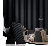 JUWEI DIRECT Lot de 2 panneaux acoustiques pliants en bois pour studio audio, salon, home cinéma, décoration murale et panneaux muraux 3D Noir 22# 2400 x 600 mm