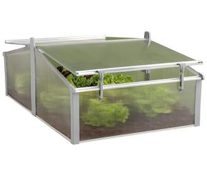 JUWEL 20222 Easy FIX 120/80 Serre thermique (pour plate-bande surélevée à cadre de palette 120 x 80 cm, profilés en aluminium inoxydable, 2 fenêtres avec protection contre le vent, plaques alvéolaires