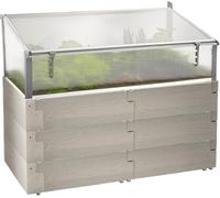 JUWEL Timber 20478 Nordic Wood Kit de jardinière surélevée avec Serre Froide 130 x 60 cm Hauteur 90/100 cm Capacité env. 360 l Isolation Thermique élevée Ventilateur de fenêtre Coupe-Vent