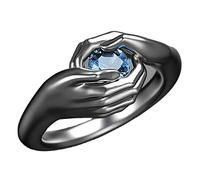 Juwelier Schönschmied Bagues Bleu pour elle Anneaux Seul Zircon Bague Gemme Promesse Bague Chaîne de chariot, taille unique, Cuivre, Aucune pierre précieuse