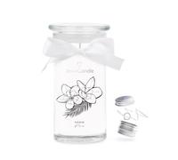 JuwelKerze Fleur de Monoi Bracelet en Argent - Bougie Bijoux 80 heures - Grande bougie parfumée en verre avec parfum de noix de coco - Bougie avec bijoux - Cadeaux pour femmes, anniversaire