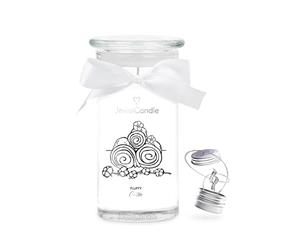 JuwelKerze Fluffy Cotton Collier argenté - Bougie bijou 80 heures - Grande bougie parfumée avec parfum coton et lin - Bougie blanche avec bijou surprise - Cadeau pour femme, anniversaire