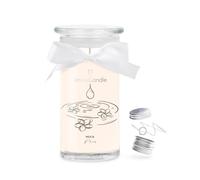 JuwelKerze Milk & Monoi Bracelet argenté - Grande bougie bijoux 80 heures - Bougie parfumée au parfum floral - Bougie avec bijoux - Cadeau pour femme d'anniversaire