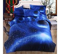 Juwenin Home Parure de lit avec housse de couette et taie d'oreiller sur le thème de l'espace imprimé 3D pour enfants, garçons et filles (XK05, King)