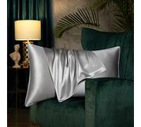Juwenin Home Taie d'oreiller de en Soie de mûrier 19 Momme Douce et Respirante pour éviter Les Rides du Visage Fermeture éclair dissimulée 1 pc/Paquet 100% Pure Soie Naturelle (Argent)