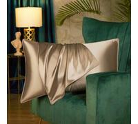 Juwenin Home Taie d'oreiller de luxe en soie de mûrier 19 Momme douce et respirante pour éviter les rides du visage Fermeture éclair dissimulée 1 pc/paquet 100% pure soie naturelle (Taupe, standard)