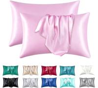 juwenin Lot de 2 taies d'oreiller en microfibre - 50 x 75 C M - Soyeuses, antistatiques, anti-acariens (rose)