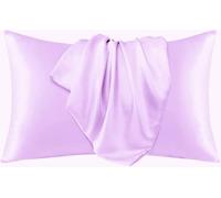 Juwenin Lot de 2 taies d'oreiller en soie pour cheveux et visage pour éviter les rides Fermeture éclair dissimulée Lavande