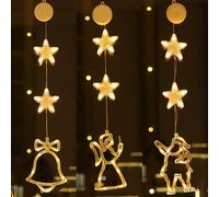 JUXDZISHW H, lumières de fenêtre de Noël, décorations de Noël lumineuses, flocons de neige lumières LED pour Noël, décorations de fenêtre de Noël pour intérieur et extérieur, lot de 3