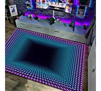 JUXDZISHW Tapis Salon Lavable 3D Illusion d'Optique Rectangle Zone Tapis Vortex Tapis Antidérapant 3D Vortex Illusions d'Optique Tapis de Sol pour Salle à Manger Accueil Chambre Décor,U,40 * 60cm