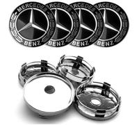 juxinchang - 4×OD60mm Mercedes Benz Chrome Retrofit Cache Moyeu Roue Modifiées Jante Full Noir Logo