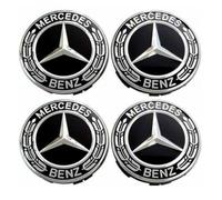 juxinchang - 4x Logo 75MM Full Noir origine Centre De Roue Jante Cache Moyeu Emblème Pour Mercedes Benz