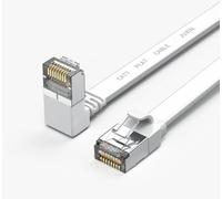 JUXINICE Câble Ethernet Cat 7 à 90 degrés - Cordon plat Cat7 à angle droit 1 000 Mbit/s, câble de raccordement pour ordinateur Internet LAN, câble Ethernet Cat 7, compatible réseau Cat5, Cat5e, blanc