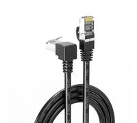 JUXINICE Câble Ethernet CAT6 blindé à 90 degrés vers le bas à angle droit en cuivre FTP Cat 6 Câble réseau RJ45 Gigabit Internet pour PC, routeur, modem, Xbox, PS4, PS3-1,8 m, noir