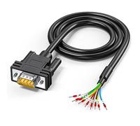 JUXINICE Câble série DB9 RS232 de 1,5 m, DB9 mâle vers fil nu avec marqueur de câble, connecteur D-SUB à 9 broches vers câble nu, 9 fils, tous fournis avec bornes de câblage, noir, 1,5 m