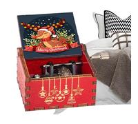 juxouoo Boîte à Musique de Noël | Boîte à Musique à manivelle sculptée rétro en Bois - à en Bois, adaptée au Souvenir d'anniversaire, de noël, de Thanksgiving, de la fête des mères