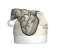 Juxweku Bonnet Noël Adulte Anatomie du cœur noir et blanc Chapeau Noel pour Femmes Hommes Peluche Ornements Décoration