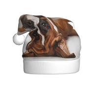 Juxweku Bonnet Noël Adulte Chien Boxer Chapeau Noel pour Femmes Hommes Peluche Ornements Décoration