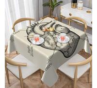 Juxweku Nappe Anatomie du cœur Noir et Blanc pour Salle à Manger Jardin Fête Mariage Ou Maison, 152x152cm