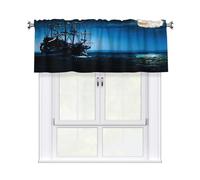 Juxweku Rideaux Cantonnière Bateau Pirate Volant à la Voile, Rideaux Courts pour Chambre Salon Cuisine Café, 137 x 46 cm
