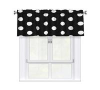Juxweku Rideaux Cantonnière Pois Noir Blanc, Rideaux Courts pour Chambre Salon Cuisine Café, 137 x 46 cm