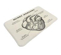 Juxweku Tapis de Bain Anatomie du cœur en Noir et Blanc Tapis de Douche Antidérapant pour Douche, Salle de Bain, Paillasson, Chambre, 50 x 80 cm