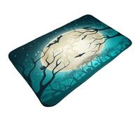 Juxweku Tapis de Bain Forêt Lunaire d'halloween Tapis de Douche Antidérapant pour Douche, Salle de Bain, Paillasson, Chambre, 50 x 80 cm