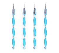 JUYA Outils de Quilling à Pointe Fine, Paquet de 4, Manche en Plastique, Tête en Acier Inoxydable, 0,8 mm (4 QT03-06T), Poignée Bleue