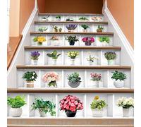 JUYAXIN 6 pcs/ensemble Plante en pot Escalier Escalier Plancher Autocollant Adhésif S Marbre Papier Pour Comptoirs Imperméable Salle De Bain Mat Cuisine Papier Peint Et Bâton Pour Vieux