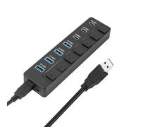 JUYAXIN Adaptateur d'extension USB à 7 ports 5 Gbit/s - Transfert de données rapide - 4 ports USB 3.0 - 3 commutateurs de type C - Contrôle pour PC portable - Adaptateur d'extension USB C Plug and