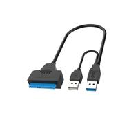 JUYAXIN Câble adaptateur double USB 3.0 vers SATA 30 cm avec interface d'alimentation externe, transfert de données rapide, solution de sauvegarde pour photographes