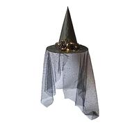 JUYAXIN Chapeau de sorcière étincelant pour femmes, hommes, adolescents, pour décorations de fête d'Halloween, tulle à paillettes avec toile d'araignée, roses et décorations