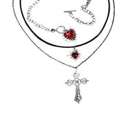 JUYAXIN Ensemble de colliers gothiques empilables avec cœurs et croix pour un usage artistique