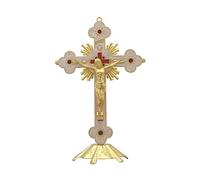 JUYAXIN Figurine en métal pour croix - Statue d'art catholique crucifié pour la maison, la chambre à coucher, le salon, la voiture - Statue décorative d'extérieur