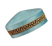 JUYAXIN Kippa Culturel Classique Bleu Brodé Crâne Casquettes Polyester Headwear Pour Événement Traditionnel Festival Célébration Chapeaux