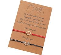 JUYAXIN Lot de 2 bracelets élégants à thème soleil et ornement pour les amoureux fabriqués avec un alliage et un cordon ciré pour un usage quotidien Noir, taille unique, Comme décrit