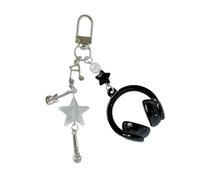 JUYAXIN Porte-clés unique à paillettes pour ceinture de téléphone - Porte-clés multifonction pour personnes sensibles à la mode - Porte-clés esthétique sur le thème de la musique, Noir , taille unique