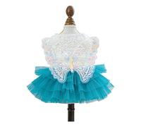 JUYAXIN Robe de mariage pour petit animal de compagnie brodé papillon dentelle pour bichon chat pull jupe tulle fête costume animal domestique