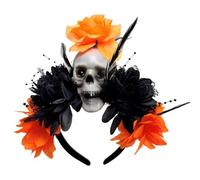 JUYAXIN Serre-tête punk fleur crâne série sombre accessoire de tête de tête de mort pour Halloween événement et spectacle de scène déguisement punk crâne ornement de cheveux